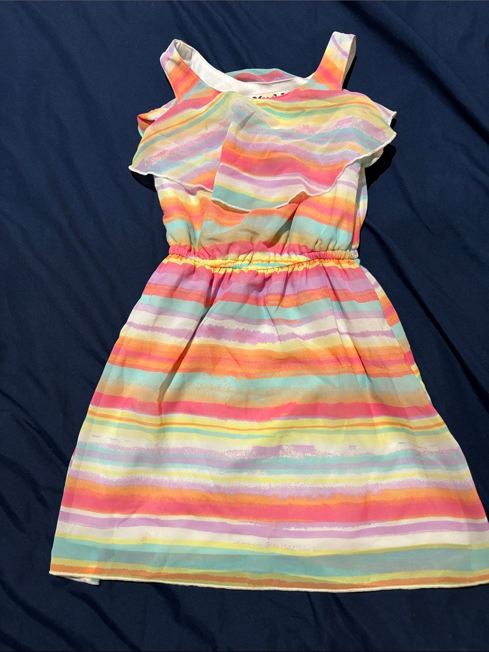 Girls' Pastel Rainbow Stripe Sundress - Brand Unspecified